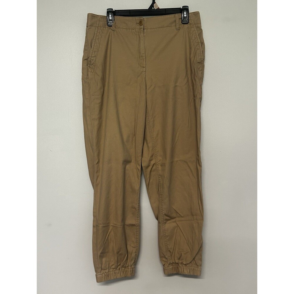 Talbots Jogger Pants Khaki Cotton Elastic Waist Women’s Size M Casual